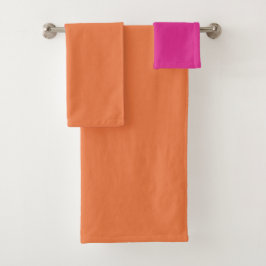 Farbblöcke in heiß rosa und orange badhandtuch set