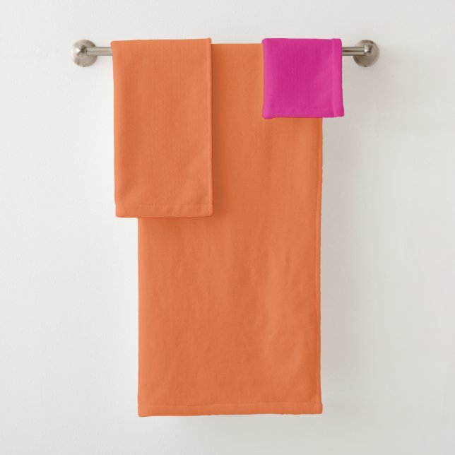 Farbblöcke in heiß rosa und orange badhandtuch set (Insitu)