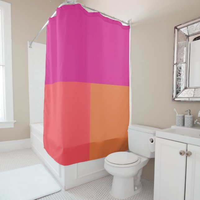 Farbblöcke in heiß rosa und orange duschvorhang (Beispiel)