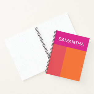 Farbblöcke in heiß rosa und orange notizbuch