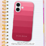 Farbblöcke Magenta Rosa Monochromatischer Name iPhone 16 Hülle<br><div class="desc">Chic, einfache monochrome Farbblöcke oder Streifen in magenta bis pink ombre Farbtöne und personalisiert mit einem Namen, Monogramm oder Ihren eigenen Text in Ihrer Wahl der Schriftart-Stile. OPTIONEN: Das Beispiel wird im iPhone 14 Modell und Barely There Case Stil gezeigt - andere Telefonmodelle und Gehäusestil werden auf der Bestellseite angezeigt....</div>