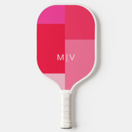 Farbblockfarbe Rot | Modernes Monogramm Pickleball Schläger