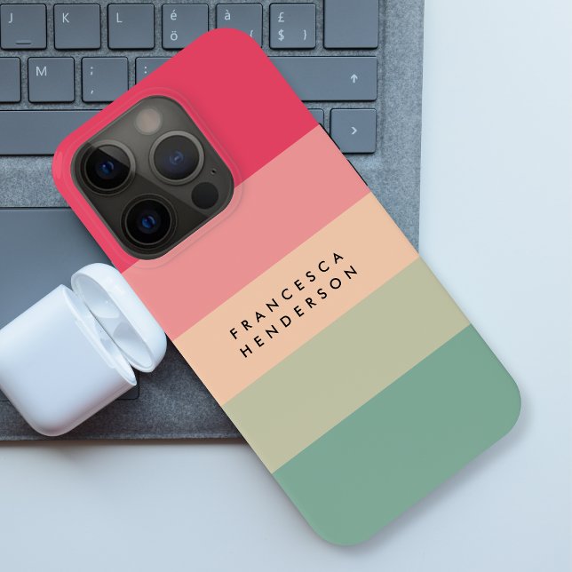 Farbblockhorizontaler Streifen Rosa und grüne Mono Case-Mate iPhone Hülle (Von Creator hochgeladen)