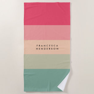 Farbblockhorizontaler Streifen Rosa und grüne Mono Strandtuch