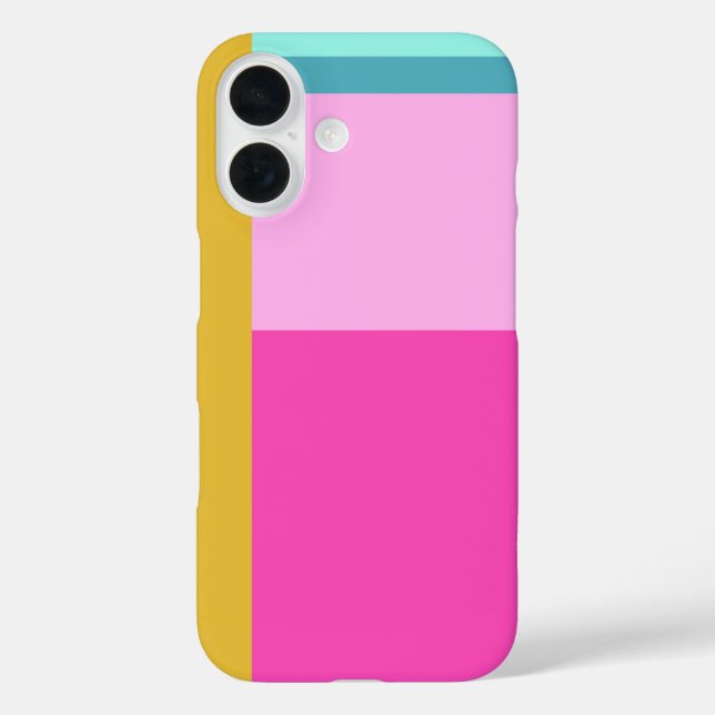 Farbblockkunstgeometrische Formen leuchtendes Türk iPhone 16 Hülle (Rückseite)