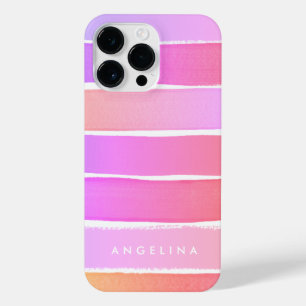 Farbblockstreifen, rosa und monogramm iPhone 14 pro max hülle