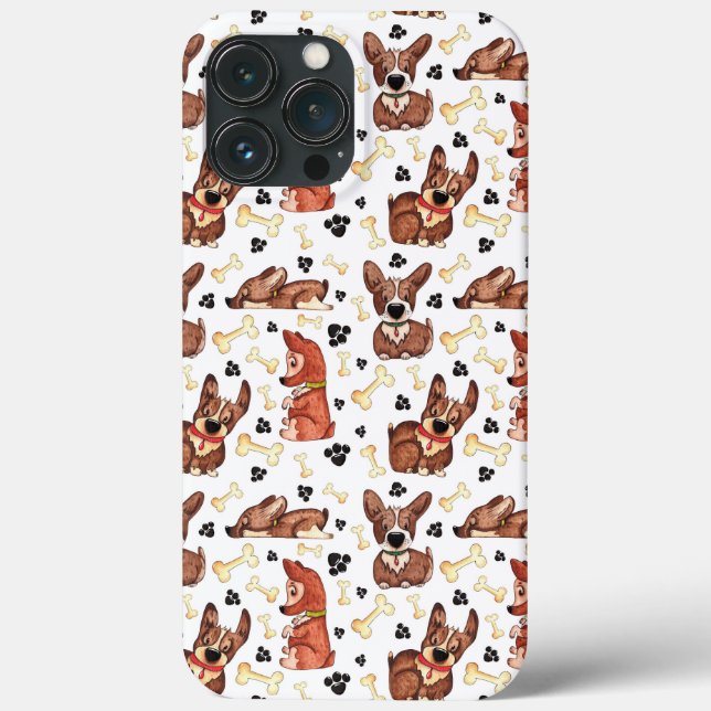 Farbbraune Hunde und Knochen Schwarze Paws Muster Case-Mate iPhone Hülle (Rückseite)