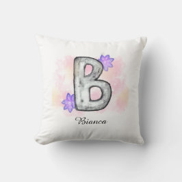 Farbbrief B mit violetten Blumen Kissen