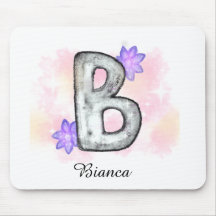 Farbbrief B mit violetten Blumen