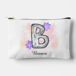 Farbbrief B mit violetten Blumen Zubehörtasche