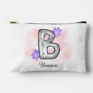 Farbbrief B mit violetten Blumen Zubehörtasche