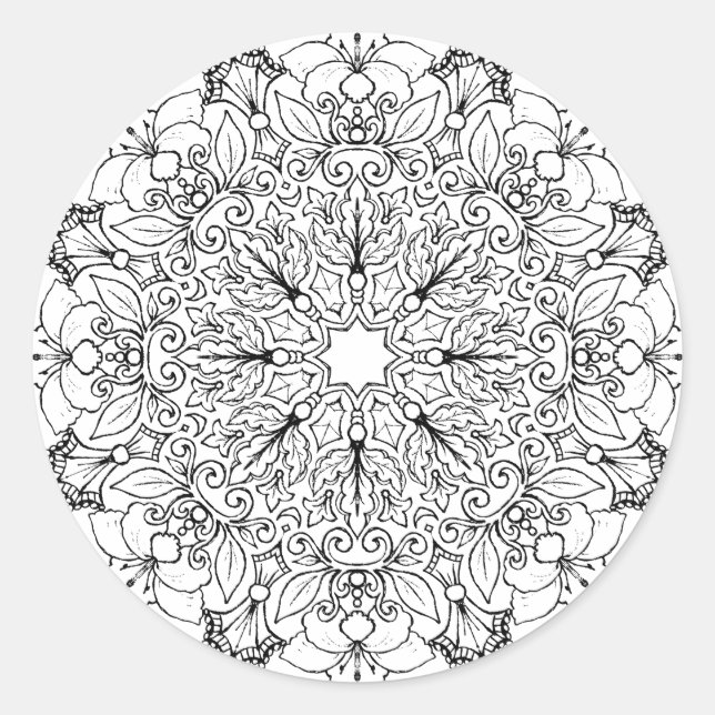 Farbbuch Mandala 1-63 Runder Aufkleber (Vorderseite)