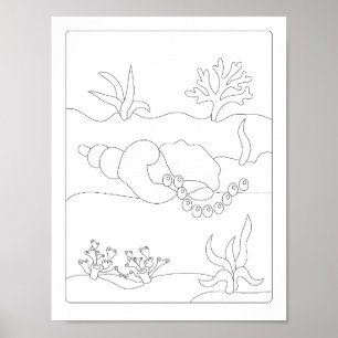Farbbuch Niedlich Kleine Muschel Antistress Poster