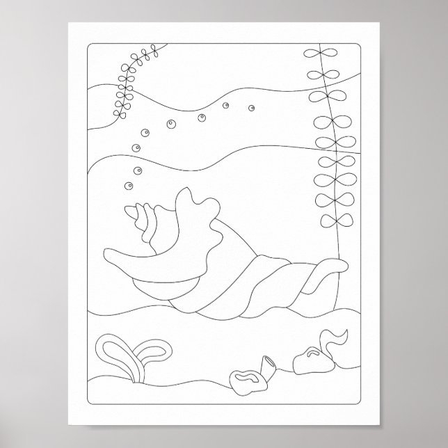 Farbbuch Niedlich Kleine Muschel Antistress Poster (Vorne)