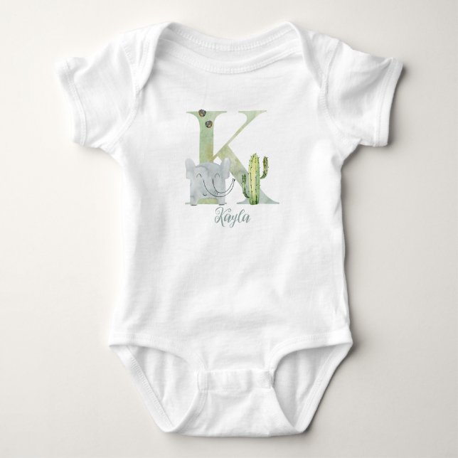 Farbbuchstabe K Baby Strampler (Vorderseite)