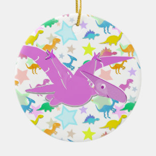 FarbCartoon Pteranodon hat Kreis-Verzierung in der Keramik Ornament