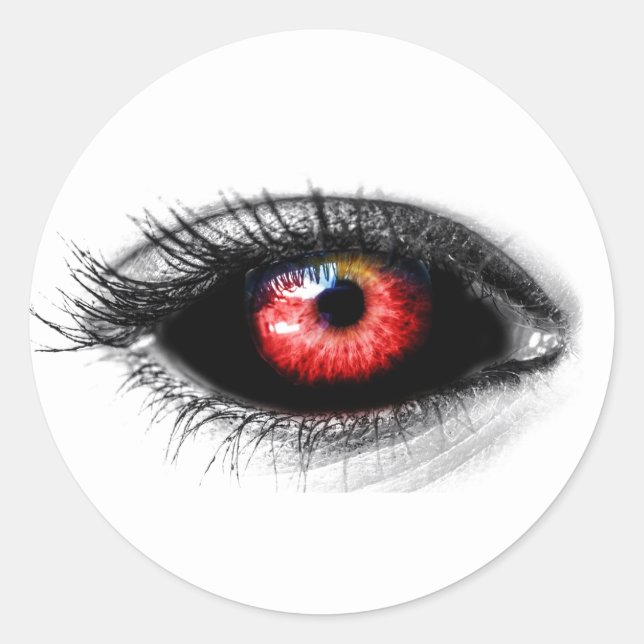 Farbcremefarbene Rot-Zombie/Vampire-Augenaufkleber Runder Aufkleber (Vorderseite)