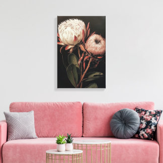 Farbdekor der Blume Protea Leinwanddruck