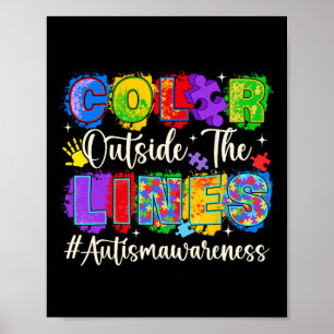 Farbe außerhalb der Linien Autismus-Bewusstsein Au Poster