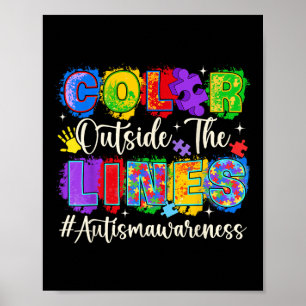 Farbe außerhalb der Linien Autismus Bewusstsein Au Poster