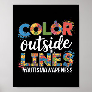 Farbe außerhalb der Linien Autismus Bewusstsein Le Poster