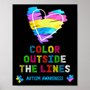 Farbe außerhalb der Linien Autismus Bewusstsein Poster