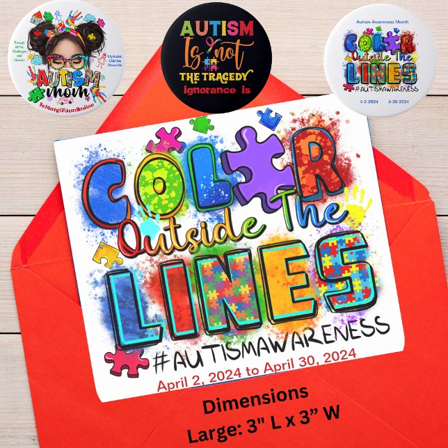 "Farbe außerhalb der Linien"-Autismus Bewusstsein Quadratischer Aufkleber (Bring a burst of inspiration to every day with our 'Color Outside The Lines' stickers.)