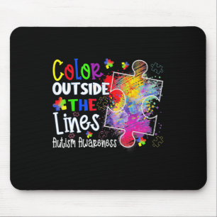 Farbe außerhalb der Linien Autismus Bewusstsein We Mousepad