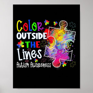 Farbe außerhalb der Linien Autismus Bewusstsein We Poster