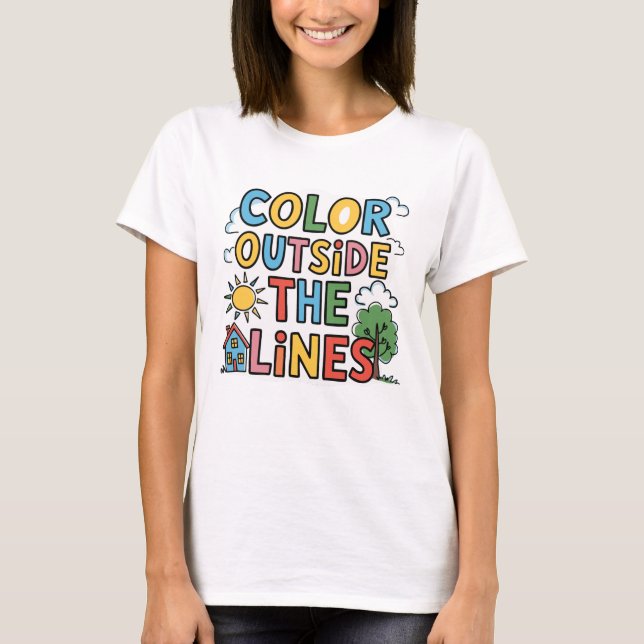Farbe außerhalb des Autismus-Shirts der Linien - A T-Shirt (Vorderseite)