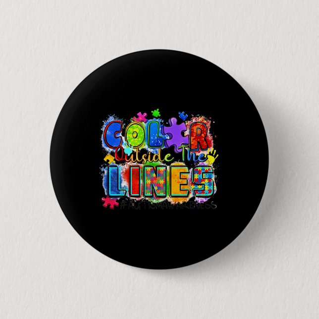 Farbe außerhalb des Lines Welt Autismus Bewusstsei Button (Vorderseite)