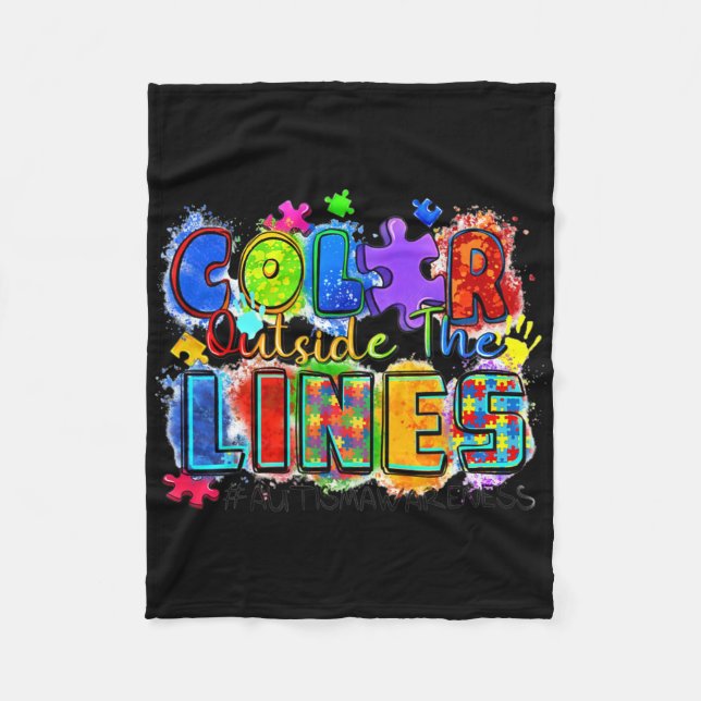 Farbe außerhalb des Lines Welt Autismus Bewusstsei Fleecedecke (Vorderseite)