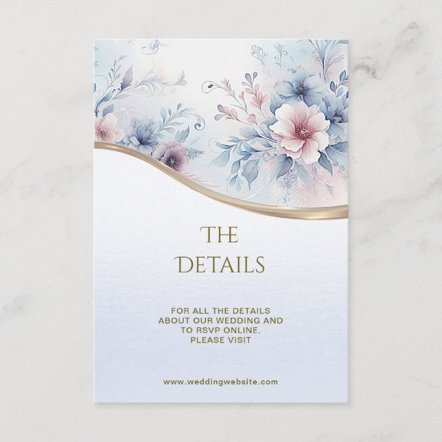 Farbe Blau Rosa Blütendetails Begleitkarte (Vorderseite)