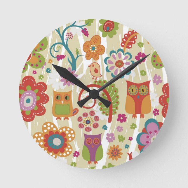 Farbe Blüten und Schalen Runde Wanduhr (Vorderseite)