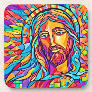 Farbe Burst: Schönes Bild von Jesus Getränkeuntersetzer