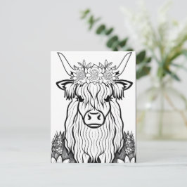 Farbe dein eigenes! Highland Cow Postkarte