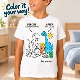 Färbe deinen eigenen Dinosaurier Kinder Name Malen T-Shirt