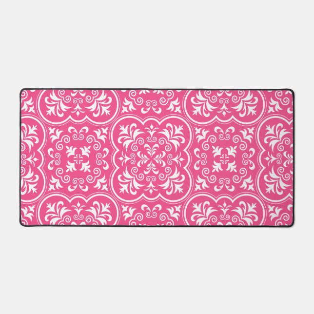 Farbe der französischen Rose Damask Schreibtischunterlage (Vorderseite)