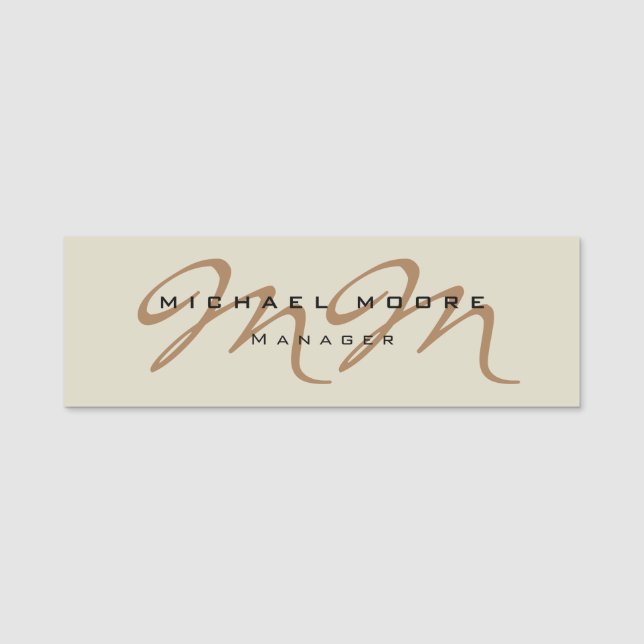 Farbe der Kalligraphie Monogramm Pastell Namensschild (Vorderseite)
