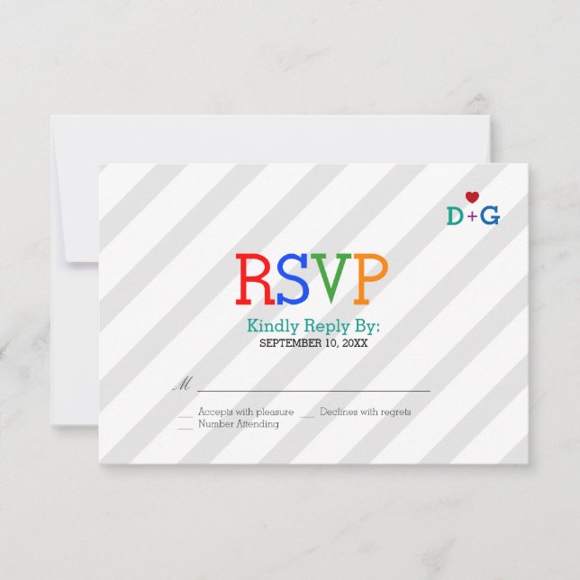 Farbe der Liebe Whimsikale Hochzeit RSVP Karte (Vorderseite)