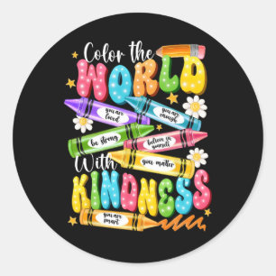 Farbe der Welt mit freundlichem Lehrer Funny Back Runder Aufkleber