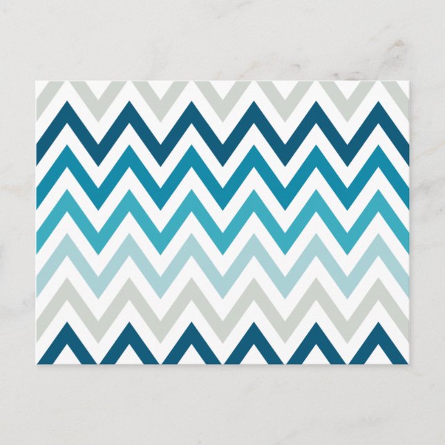 Farbe der Zickzack geometrischen Muster in Blau Postkarte (Vorderseite)