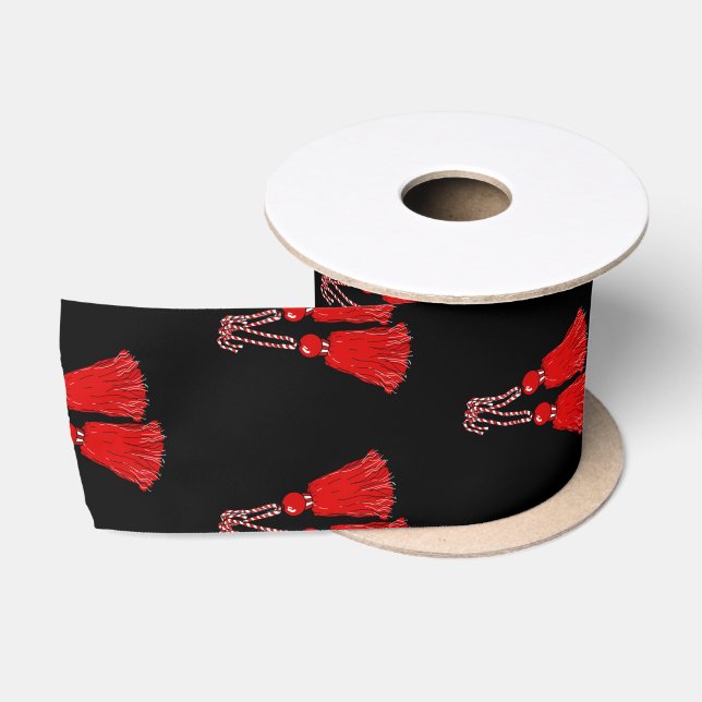 FARBE DES CHIC-RIBBON_RED TASSELS-DIY SATINBAND (Spule)
