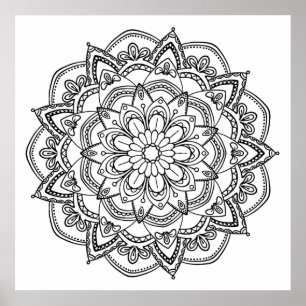 Farbe des eigenen Schwarz-Weiß-Mandalas Poster