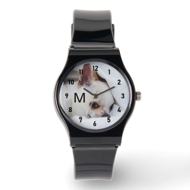 Farbe des Fotos Ihres Hundes Armbanduhr (Vorderseite)