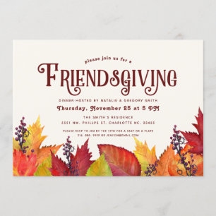 Farbe des Herbstes Friendsgiving-Abendessenparty Einladung