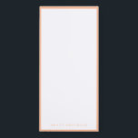 Farbe des Jahres 2024: Peach Magnetischer Notizblock<br><div class="desc">Dieses personalisierte Notizblock weist eine Pfirsichlinie in der Jahresfarbe 2024 auf. Sie können mit einem Namen personalisieren.</div>