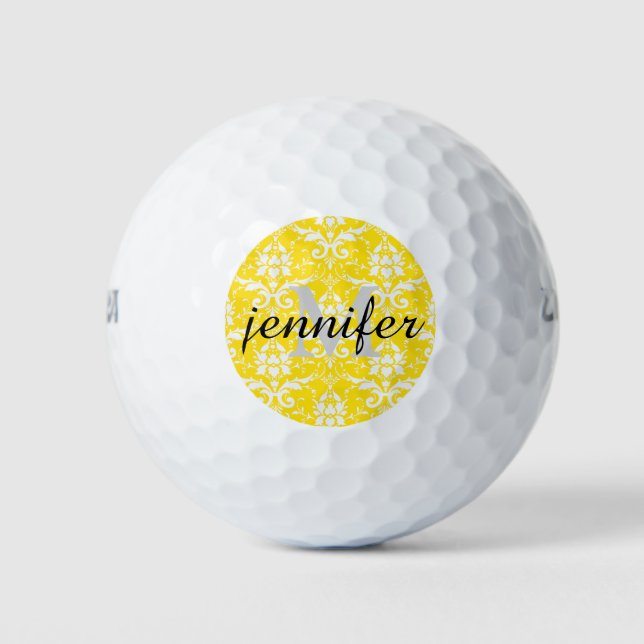 Farbe des Personalisierten Monogramms Damask Flora Golfball (Vorderseite)