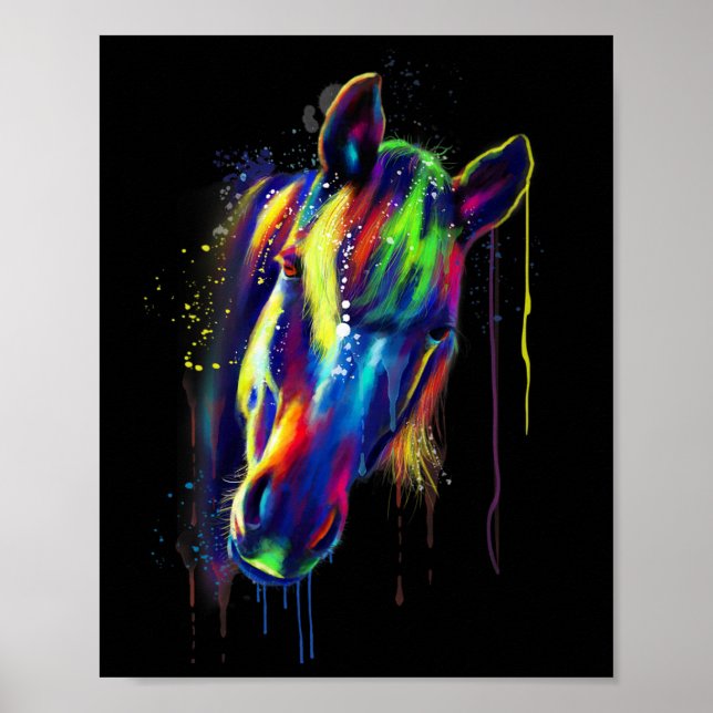 Farbe des Pferdes mit der Hand gezogenes Wasser Fa Poster (Vorne)