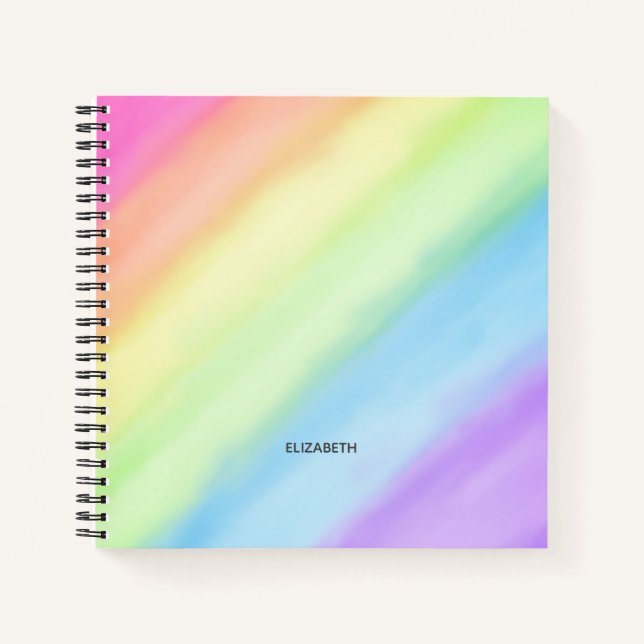Farbe des Regenbogens Gradient Name Pastell Monogr Notizbuch (Vorderseite)